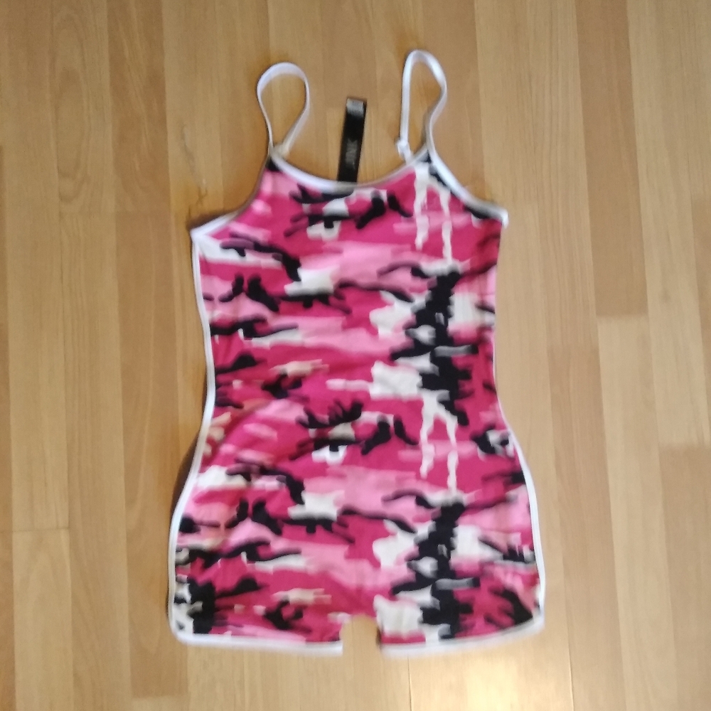 Pink camo romper